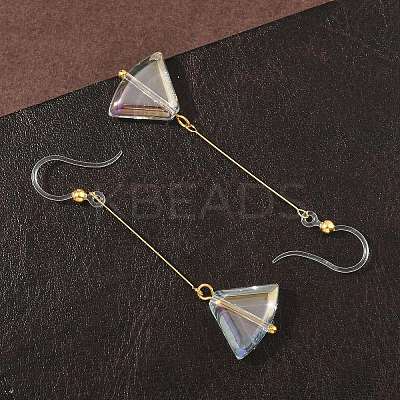 Electroplated 304 Stainless Steel Resin Fan Dangle Earrings EJEW-Z129-11G-02-1