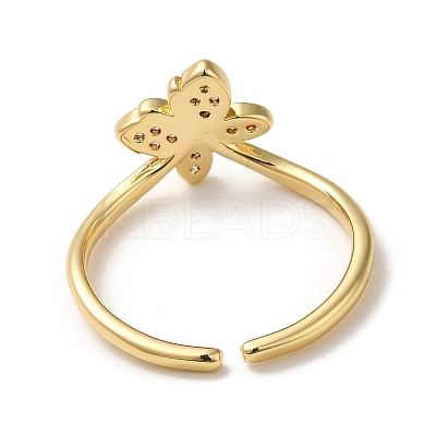 Rack Plating Brass Micro Pave Clear Cubic Zirconia Open Cuff Rings RJEW-M162-01G-1