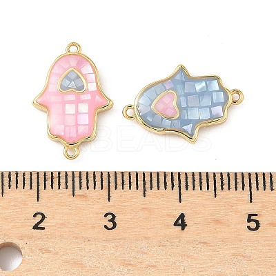 Brass Pave Shell Connector Charms KK-I357-04G-01-1