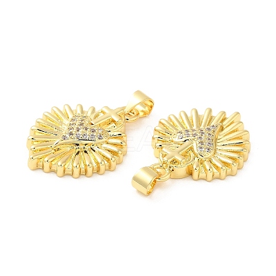 Rack Plating Brass Micro Pave Clear Cubic Zirconia Pendants KK-Q784-17G-1