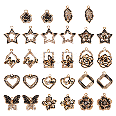 28Pcs 14 Styles Alloy Enamel Pendants FIND-TA0002-71-1