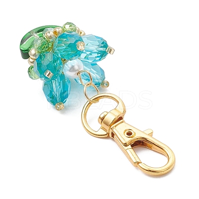 Flower Glass Pendants Decorations HJEW-MZ00248-03-1
