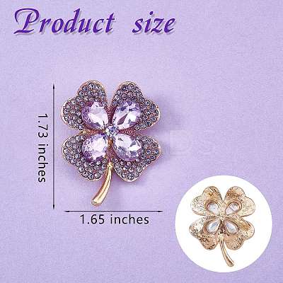 Cubic Zirconia Clover Brooch Pin JBR105D-1