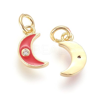 Brass Micro Pave Cubic Zirconia Charms ZIRC-G150-08G-01-1