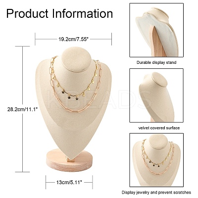 Microfiber Wooden Necklace Displays NDIS-O008-03A-L-1