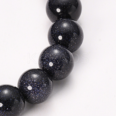 Synthetic Blue Goldstone Beaded Stretch Bracelets BJEW-Q692-14-8mm-1
