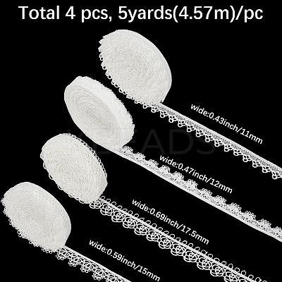 4 Styles Polyester Flower Lace Ribbon OCOR-CY0001-51B-1