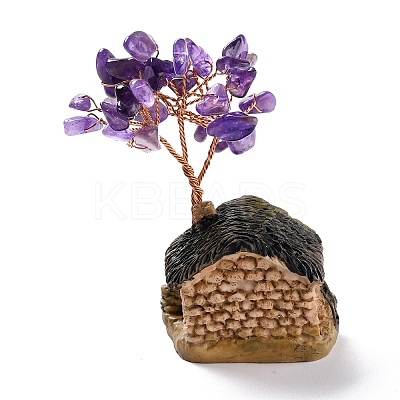 Resin & Natural Amethyst Model Ornament DJEW-Z001-01F-1