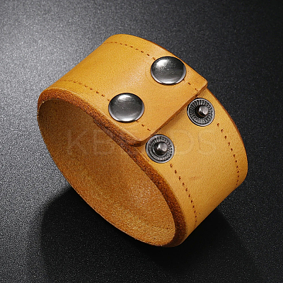 Flat Sided Cowhide Leather Cord Bracelets BJEW-WH20007-09A-1