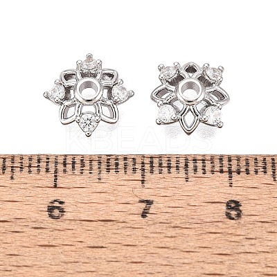Brass Micro Pave Clear Cubic Zirconia Bead Caps KK-Q071-10P-02-1