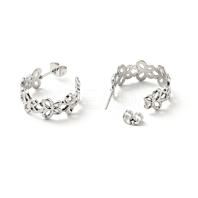 Non-Tarnish 304 Stainless Steel Butterfly Wrap Stud Earrings EJEW-A076-02P-1
