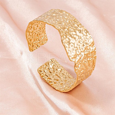 Stylish European and American Hammered 304 Stainless Steel Cuff Bangles for Women WR2776-2-1