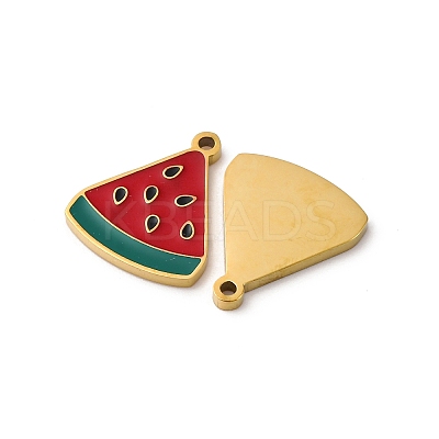 Fruit Seris 304 Stainless Steel Enamel Charms STAS-U060-03G-15-1
