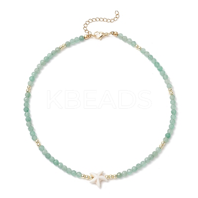 Summer Beach Natural Green Aventurine Round Beaded Necklaces NJEW-JN05262-05-1