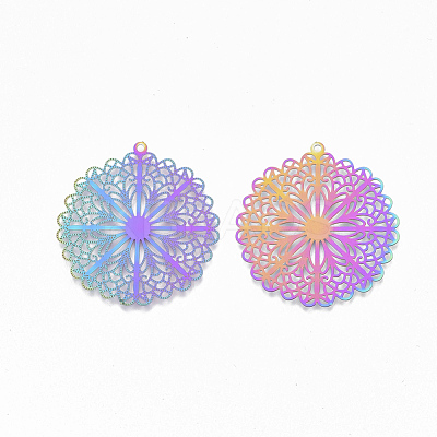 Ion Plating(IP) 304 Stainless Steel Filigree Pendants STAS-S108-110-1