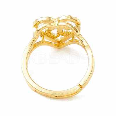 Real 18K Gold Plated Brass Alphabet Adjustable Rings RJEW-M139-18B-1