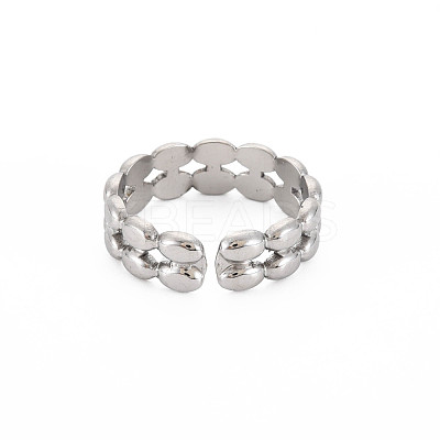 Non-Tarnish 304 Stainless Steel Oval Wrap Open Cuff Ring for Women RJEW-S405-163P-1