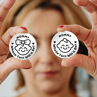 Flat Round Double-Sided Engraved Stainless Steel Commemorative Decision Maker Coin Set AJEW-GL0001-99B-1