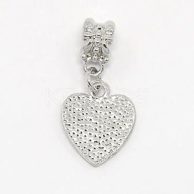 Platinum Plated Alloy Rhinestone European Dangle Charms MPDL-L009-01C-1