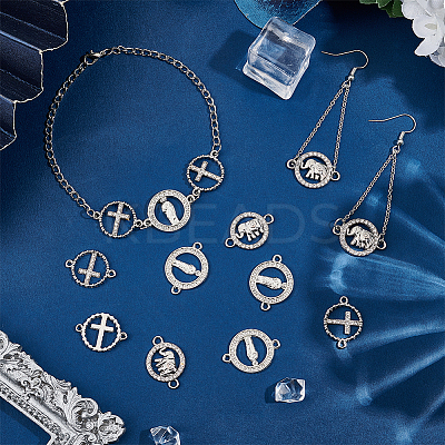 60Pcs 3 Styles Alloy Connector Charms with Crystal Rhinestone FIND-HY0002-57-1