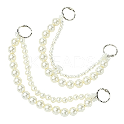 2Pcs 2 Styles White ABS Imitation Pearl Round Beaded Bag Extender Chains AJEW-CJ00010-1