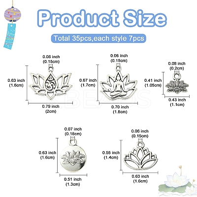 35Pcs 5 Styles Tibetan Style Alloy Pendants FIND-YW0005-32-1