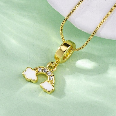 Brass Micro Pave Clear Cubic Zirconia Cloud Rainbow Pendant Necklaces NJEW-C071-02G-1