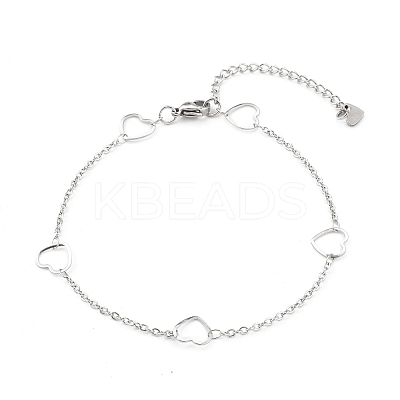Tarnish Resistant 304 Stainless Steel Cable Chain Anklets AJEW-H104-04P-1