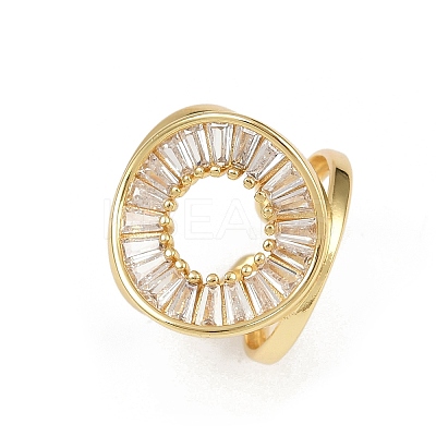 Brass Micro Pave Cubic Zirconia Cuff Rings for Women RJEW-F186-06G-1