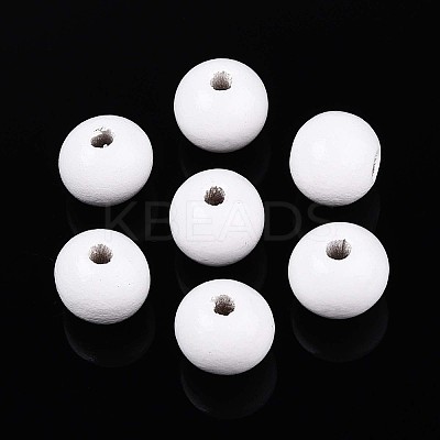 Spray Painted Round Natural Schima Wood Beads WOOD-A018-12mm-30-1