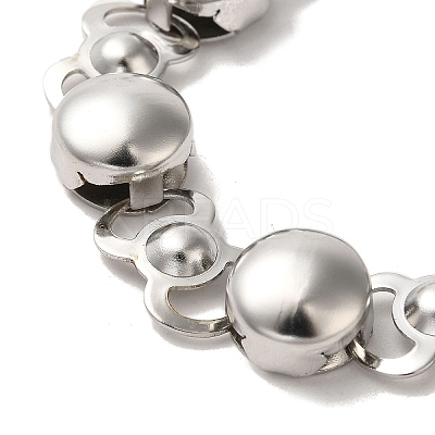 Non-Tarnish 304 Stainless Steel Flat Round Link Chain Bracelet BJEW-Q776-02A-01-1