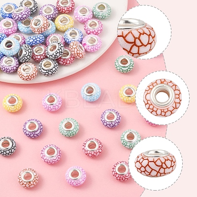 50Pcs 10 Colors Opaque Resin European Beads RESI-FS0002-19-1
