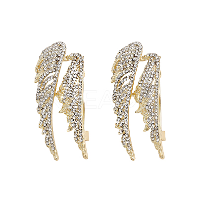 2PCS Crystal Rhinestone Wing Lapel Pin JEWB-CA0001-30G-1