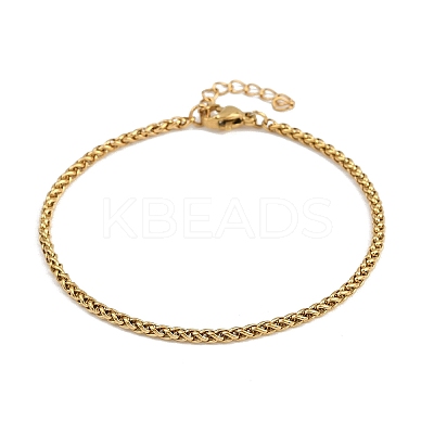 304 Stainless Steel Wheat Chain Bracelets for Unisex BJEW-K282-01A-G-1