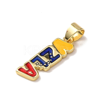 Venezuelan Brass Enamel Pendants KK-P352-01B-G-1