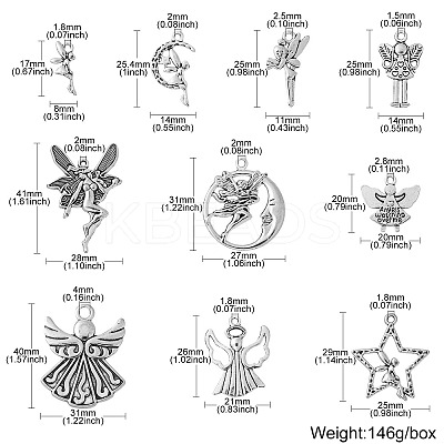 50Pcs 10 Style Tibetan Style Alloy Pendants TIBEP-CJ0003-48-1