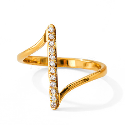 304 Stainless Steel Micro Pave Clear Cubic Zirconia Finger Rings for Women WGDBD87-02-1