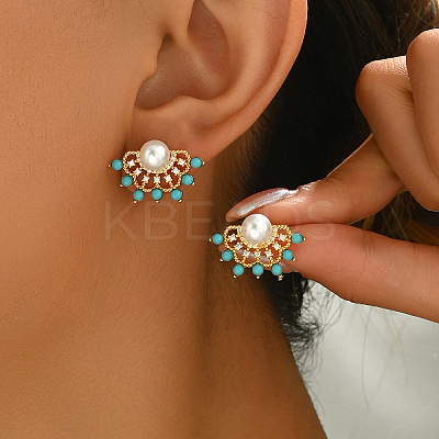 Elegant Brass Imitation Pearl Stud Earrings Women's Daily Jewelry DV0468-7-1