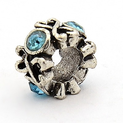 Vintage Alloy Rhinestone European Beads RB-M013-07-1