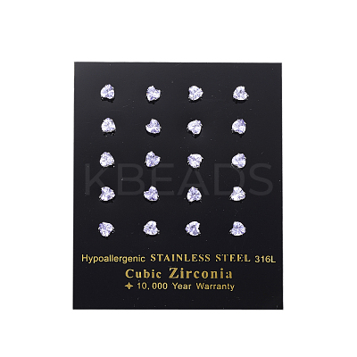 Cubic Zirconia Ear Studs X-EJEW-E098-H-02-1