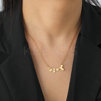 304 Stainless Steel Pendant Necklaces NJEW-H010-01G-1