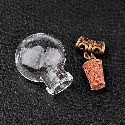 Round Glass Bottle Pendants for Bead Containers PALLOY-JF00168-04-1