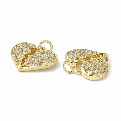 Rack Plating Brass Micro Pave Clear Cubic Zirconia Pendants ZIRC-C041-07G-1