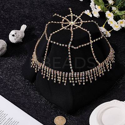 Alloy Rhinestone Mesh Headbands OHAR-WH20007-05G-01-1
