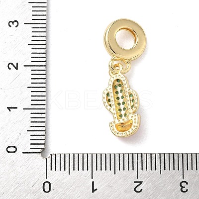 Brass Micro Pave Green Cubic Zirconia European Dangle Charms KK-D502-06G-1
