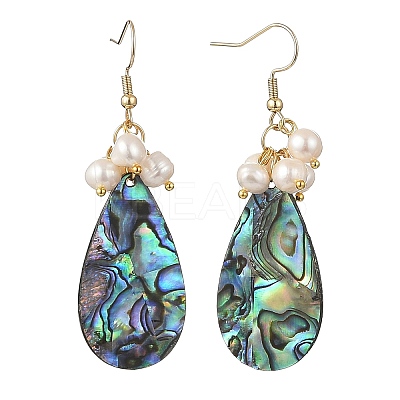 Natural Paua Shell Dangle Earrings EJEW-JE07306-1