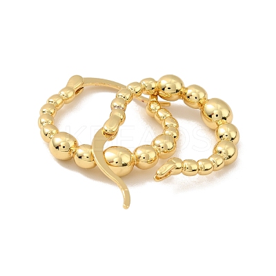 Rack Plating Brass Beaded Oval Hoop Earrings for Women EJEW-M209-05G-1