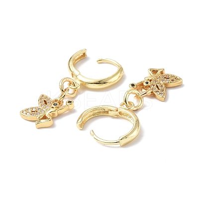 Cubic Zirconia Butterfly Dangle Hoop Earrings EJEW-B017-22G-1