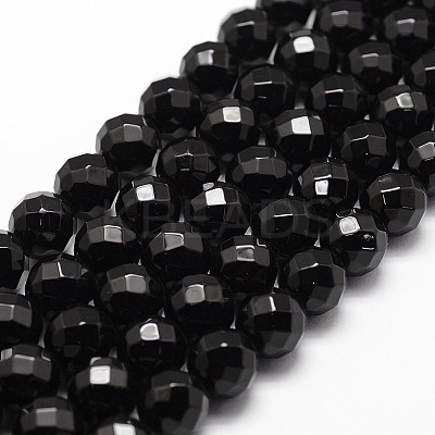 Natural Dyed & Heated Black Onyx Beads Strands X-G-D840-23-10mm-1