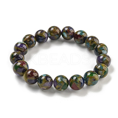 Round Synthetic Gold Clinquant Stone Stretch Bracekets G-P549-02B-03-1
